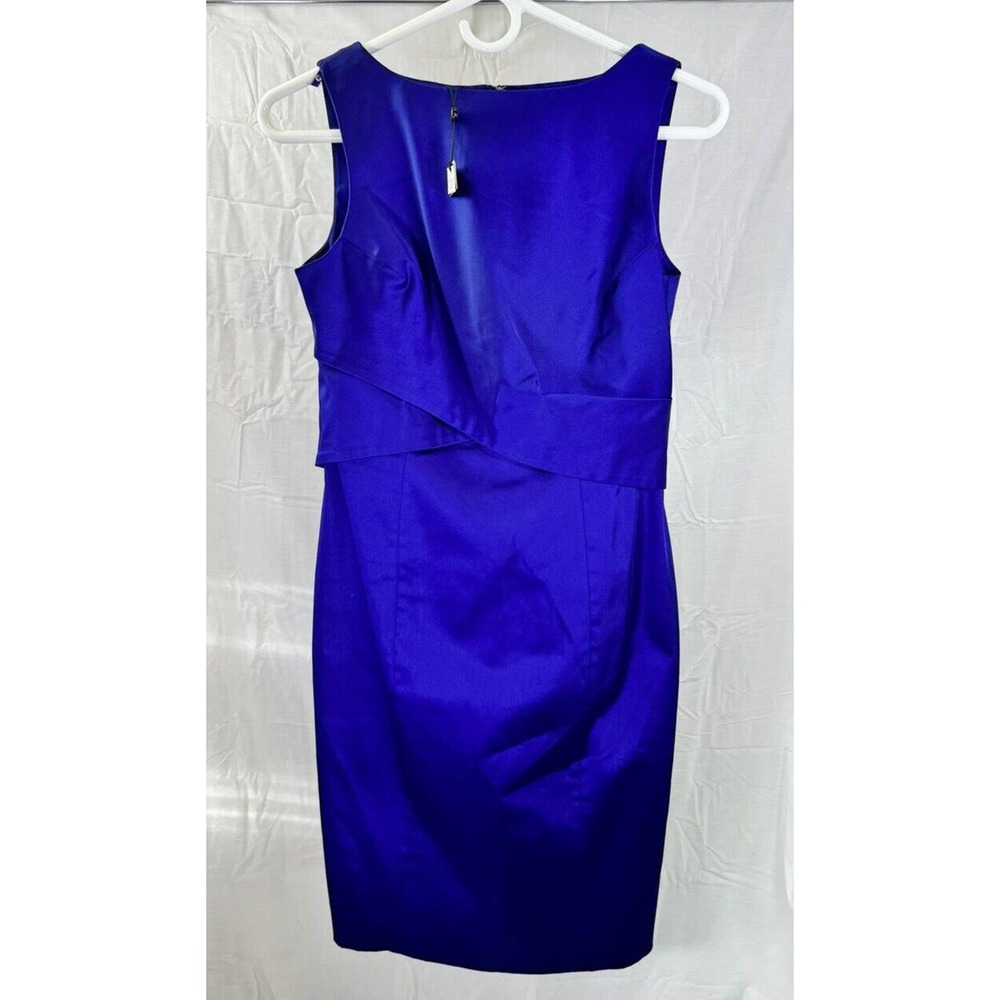 NWT Talbots Blue Satin Classic Sleeveless Wrap Detail‎ Dress Size 2P